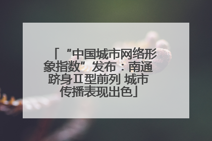 “中国城市网络形象指数”发布：南通跻身Ⅱ型前列 城市传播表现出色