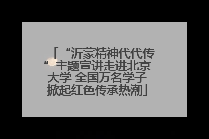 “沂蒙精神代代传”主题宣讲走进北京大学 全国万名学子掀起红色传承热潮