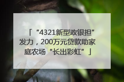“4321新型政银担”发力，200万元贷款助家庭农场“长出彩虹”