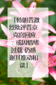 特朗普激烈批评普京 克宫回应：或因情绪过载 仍感谢其推动和谈