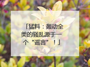 猛料：轰动全美的骚乱源于一个“谣言”！