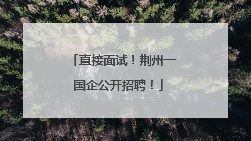直接面试！荆州一国企公开招聘！
