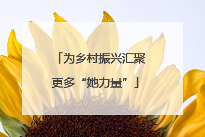 为乡村振兴汇聚更多“她力量”