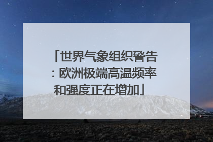 世界气象组织警告：欧洲极端高温频率和强度正在增加