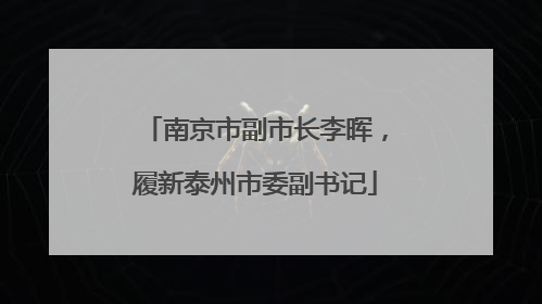 南京市副市长李晖，履新泰州市委副书记