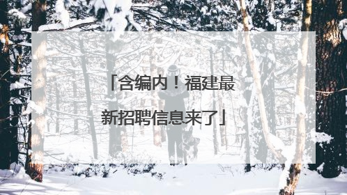 含编内！福建最新招聘信息来了