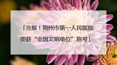 喜报！荆州市第一人民医院荣获“全国文明单位”称号