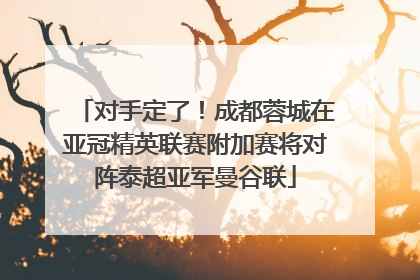 对手定了！成都蓉城在亚冠精英联赛附加赛将对阵泰超亚军曼谷联