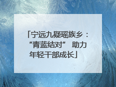 宁远九疑瑶族乡：“青蓝结对” 助力年轻干部成长