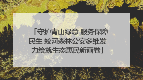 守护青山绿意 服务保障民生 蛟河森林公安多维发力绘就生态惠民新画卷