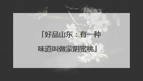 好品山东：有一种味道叫做蒙阴蜜桃