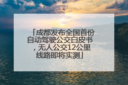 成都发布全国首份自动驾驶公交白皮书，无人公交12公里线路即将实测