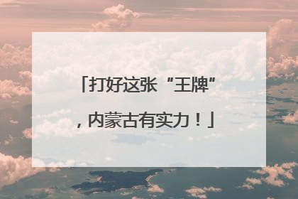 打好这张“王牌”，内蒙古有实力！