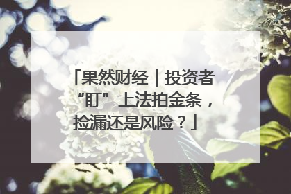 果然财经｜投资者“盯”上法拍金条，捡漏还是风险？