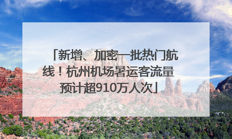 新增、加密一批热门航线！杭州机场暑运客流量预计超910万人次