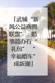 武城“新风公益商圈联盟”：婚事简办有“礼包” “幸福婚车”成新潮