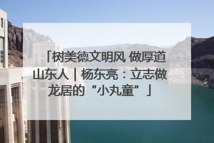 树美德文明风 做厚道山东人｜杨东亮：立志做龙居的“小丸童”
