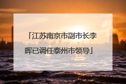 江苏南京市副市长李晖已调任泰州市领导