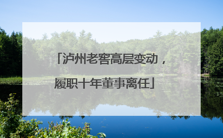 泸州老窖高层变动，履职十年董事离任