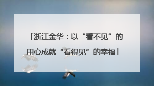 浙江金华：以“看不见”的用心成就“看得见”的幸福