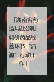 湖南省药监局赴邵阳调研药品经营环节“清源”行动工作
