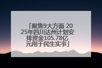 聚焦9大方面 2025年四川达州计划安排资金105.78亿元用于民生实事