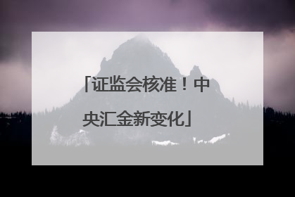 证监会核准！中央汇金新变化