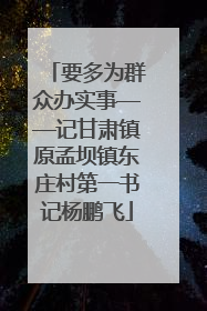 要多为群众办实事——记甘肃镇原孟坝镇东庄村第一书记杨鹏飞