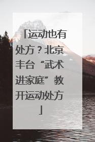 运动也有处方？北京丰台“武术进家庭”教开运动处方