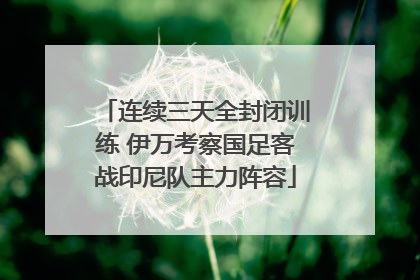 连续三天全封闭训练 伊万考察国足客战印尼队主力阵容
