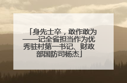 身先士卒，敢作敢为——记全省担当作为优秀驻村第一书记、财政部国防司杨杰
