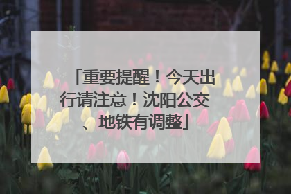 重要提醒！今天出行请注意！沈阳公交、地铁有调整