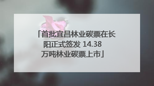 首批宜昌林业碳票在长阳正式签发 14.38万吨林业碳票上市