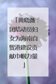 黄晓薇：团结动员妇女为海南自贸港建设贡献巾帼力量