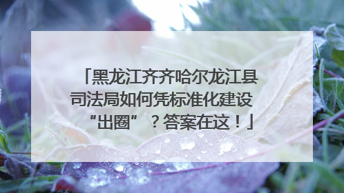 黑龙江齐齐哈尔龙江县司法局如何凭标准化建设“出圈”？答案在这！