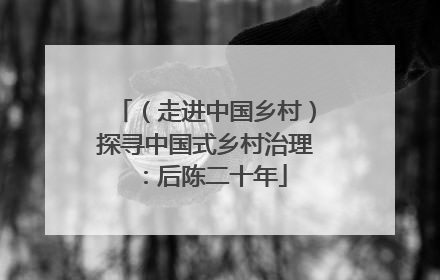 （走进中国乡村）探寻中国式乡村治理：后陈二十年