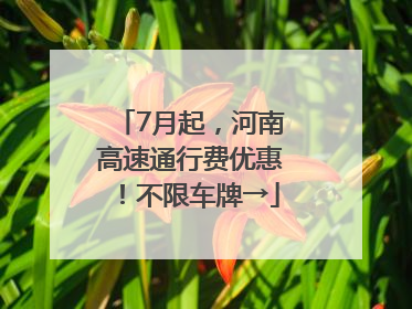 7月起，河南高速通行费优惠！不限车牌→